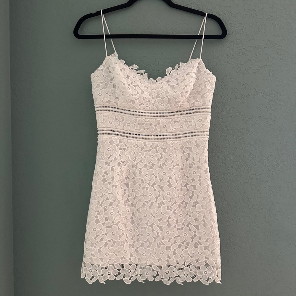 BHLDN Anthropologie White Floral Lace Embroidered Mini Dress Bridal Size 0‎